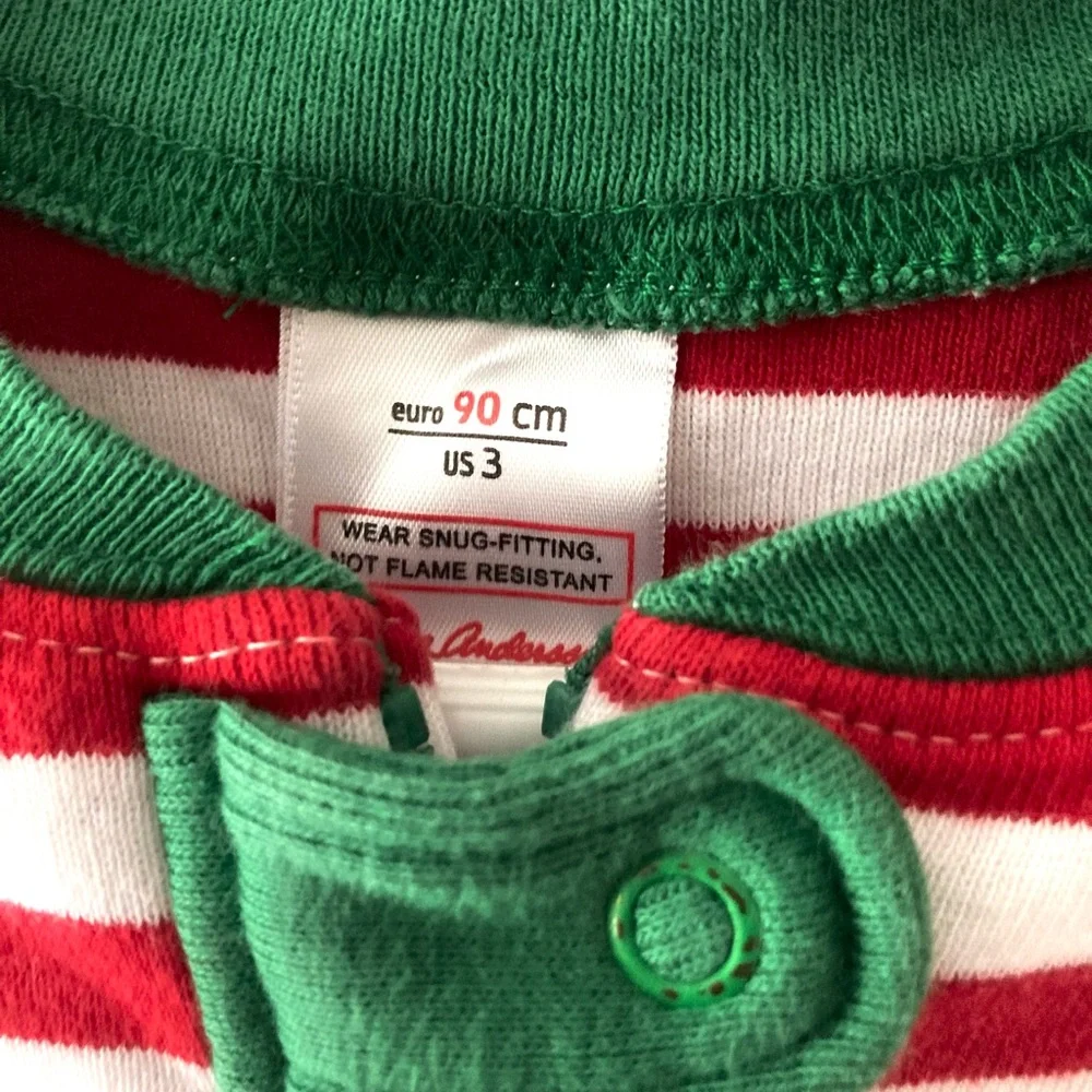 Hanna Andersson Red and White Striped Zip Pajamas In Organic Cotton Size 3